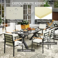 Outsunny Gartenmöbel-Set für 6 Personen, 6 Stühle, 1 Tisch, wetterbeständig, 175 cm x 92 cm x 73 cm, Schwarz + Grau(m-4)