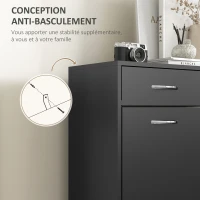 HOMCOM Meuble à chaussures 2 tiroirs et 2 portes abattantes avec étagère réglable, poignées alu. 80 x 30 x 91,5 cm, Noir(m-7)