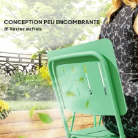 Outsunny Table de jardin extérieure avec 6 chaises, plateau à lattes 150 cm, structure en acier anti-rouille, vert(m-6)