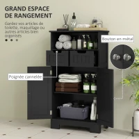 kleankin Meuble Bas de Salle de Bain Multi-rangements Grande Niche 2 tiroirs Placard Double Porte avec étagère Noir(m-4)