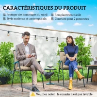 Outsunny Lot de 2 coussins de chaise d'extérieur, galette de chaise avec attaches, coussins de jardin 98 x 50 x 8 cm beige(m-5)