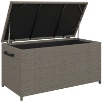 Outsunny Coffre de jardin en résine tressée coffre de rangement extérieur 184 L vérins à gaz, résistant aux UV 102x52x52cm gris(m-11)