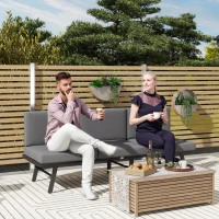 Outsunny Canapea de Grădină 3 în 1 Convertibilă și Reglabilă în 5 Poziții cu Perne, 180x63.5x68 cm, Gri(m-2)