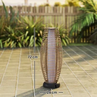 Outsunny Candeeiro de Jardim em Vime Sintético Candeeiro Solar de Exterior com Luzes LED Ligar e Desligar Automático Ø26x72 cm Madeira(m-3)