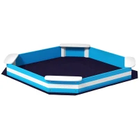 AIYAPLAY Caixa de Areia para Crianças acima de 3 Anos Quadrada com 4 Assentos para Exterior 133x133x16 cm Azul e Branco(m-1)