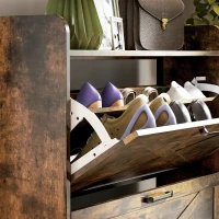 HOMCOM Sapateira de 3 Portas com Prateleiras Ajustáveis Estilo Industrial para 24 Pares de Sapatos 80x24x118 cm Castanho Rústico(m-9)