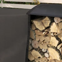 Outsunny Feuerholzgestell, 0,67 m³, mit Tragetasche & Abdeckung, Metallrahmen, bis 200 kg, 240 x 36 x 99 cm, Schwarz(m-9)