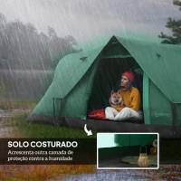 Outsunny Tenda de Campismo para 4-5 Pessoas Impermeável + Anti UV com Bolsa de Transporte e Gancho para Luz 455x230x180cm Verde(m-5)