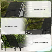 Outsunny Salon de jardin extérieur 5 pièces en acier et textilène avec canapés, 2 fauteuils et table basse en verre trempé, gris(m-6)