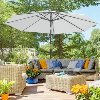 Outsunny Umbrela de Gradina Φ300cm cu Manivela Reglabila din Metal si Poliester, Alb(m-11)