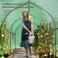 Outsunny Serre de jardin tunnel serres tunnel 6 m² avec 6 fenêtres porte à fermeture éclair toile PE structure fer galvanisé vert(m-7)