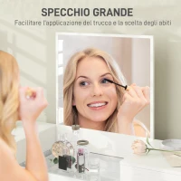 HOMCOM Set Tavolo da Trucco con 3 Cassetti e Specchio con Sgabello da Trucco Portaoggetti, Bianco(m-6)