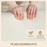 HOMCOM Sillón Nórdico de Borreguito Acolchado Grueso y Patas de Madera Asiento Amplio para Salón Dormitorio 74,5x76x78 cm Crema(m-7)