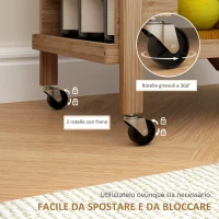 HOMCOM Carrello da Cucina Portavivande Pieghevole a 2 Livelli con Portabottiglie in Legno di Bambù(m-6)