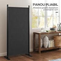 Outsunny Paravan de Exterior cu 3 Panouri Pliabile și Picioare Late, 252x44x176 cm, Gri Închis(m-7)