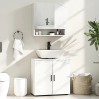 kleankin Under Sink Cabinet with Shelf - White(m-2)