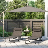 Outsunny Set of Two Sun Loungers, with Five-Position Reclining Backs - Black(m-2)