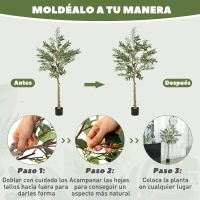 HOMCOM Planta Artificial Decorativa de 150 cm Árbol de Olivo con 720 Hojas y 32 Aceitunas en Maceta para Interior Verde(m-6)