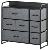HOMCOM Chest of Drawers with 7 Foldable Drawers, 3-Tier Fabric Bedroom Dresser, Clothes Storage Unit for Bedroom, Living Room, Grey