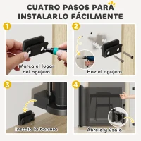 PawHut Barrera de Seguridad para Perros Retráctil con Interruptor de Cierre para Puertas Escaleras Pasillos 142x10x87 cm Negro(m-5)