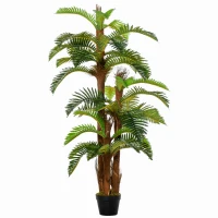 Outsunny Artificial Plant Tropical Fern in Pot, Fake Plants for Home Indoor Decor, 150cm, Green(m-1)