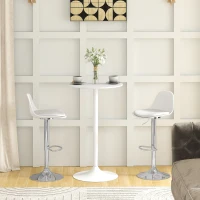 HOMCOM Barstoelen Set van 2 Hoogteverstelbaar en Draaibaar, 40 x 42 x 82-104 cm, Kunstleer, Wit(m-8)