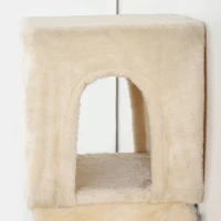 PawHut Conjunto de Prateleiras de Escalada para Gatos de 6 Peças com Placa para Arranhar e Poste de Sisal Bege(m-8)