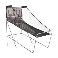 HOMCOM Conjunto de tabelas de Basquetebol Dobráveis e Portáteis de aço Cor Preto e Branco 205x110x205 cm(m-9)