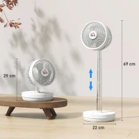 HOMCOM Ventilateur de bureau avec télécommande et batterie rechargeable, alimenté par USB, inclinaison et hauteur réglables, blanc(m-3)