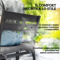 Outsunny Set da Giardino con Tavolo Allungabile e 6 Sedie Impilabili con Cuscini, Grigio(m-7)