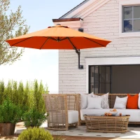 Outsunny 3(m) Wall-Mounted Parasol Shade, with Handle - Orange(m-2)