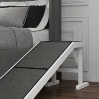 PawHut Rampa para Cães de Madeira com Tapete Antiderrapante para Cães Pequenos Médios e Grandes 152x40x50 cm Branco e Cinzento(m-7)