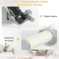 PawHut Juego de Escalada para Gatos de Pared de 6 Piezas con Condominio Plataforma Hamaca Escaleras y Tabla de Rascar Gris(m-7)