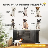 PawHut Barrera de Seguridad para Perros Retráctil con Interruptor de Cierre para Puertas Escaleras Pasillos 142x10x87 cm Negro(m-8)