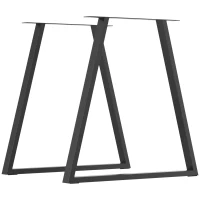 HOMCOM Set 2 Picioare de Masă Trapezoidale cu 6 Găuri și 12 Șuruburi, 70x5x72 cm, Negru(m-10)