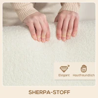 HOMCOM Sessel mit Rückenlehne, Armlehnen, Gepolstert Loungesessel mit Sherpa-Optik, Holzbeine, für Schlafzimmer, Wohnzimmer, bis 120 kg, Cremeweiß(m-7)