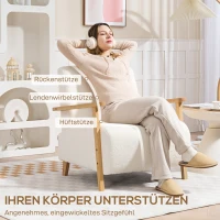 HOMCOM Sessel mit Rückenlehne, Armlehnen, Gepolstert Loungesessel mit Sherpa-Optik, Holzbeine, für Schlafzimmer, Wohnzimmer, bis 120 kg, Cremeweiß(m-5)