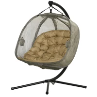 Outsunny fotoliu suspendat, cu 2 locuri, pentru gradina, maro(m-10)