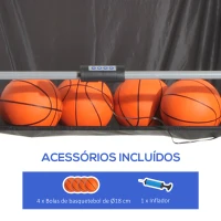 HOMCOM Conjunto de tabelas de Basquetebol Dobráveis e Portáteis de aço Cor Preto e Branco 205x110x205 cm(m-5)