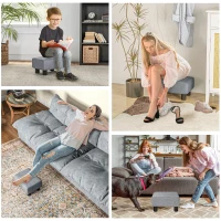 HOMCOM Apoio para os Pés de Sala de Estar Banco Retangular com Estrutura de Madeira para Sala de Estar 40x30x24 cm Cinzento(m-6)