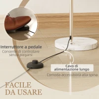 HOMCOM Lampada da Terra ad Arco con Interruttore a Pedale, in Marmo, Metallo e Plastica, 26x90x180 cm, Bianco e Arancione(m-5)