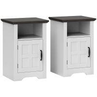 HOMCOM Conjunto de 2 Mesas Auxiliares para Sala Mesas de Cabeceira com Porta Estilo Celeiro e Prateleira Aberta 40x35x60 cm Branco