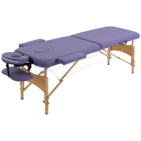 HOMCOM Portable Massage Bed, Folding Spa Beauty Massage Table with 2 Sections, Carry Bag and Wooden Frame, Purple(m-1)