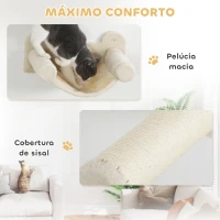 PawHut Conjunto de Prateleiras de Escalada para Gatos de 6 Peças com Placa para Arranhar e Poste de Sisal Bege(m-7)