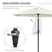 Outsunny Umbrela de Gradina Reglabila cu manivela din otel , Alb Crem Φ230cm(m-4)