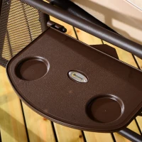 Outsunny Banco Baloiço de Jardim de 3 Lugares com Teto 2 Almofadas Suporte para Bebidas e Estrutura de Metal para Terraço Balcão Exterior Carga Máxima 360kg 207x120,5x174cm Bege(m-9)