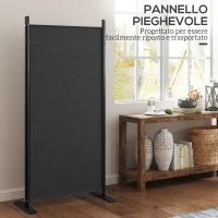 Outsunny Paravento da Esterno a 3 Pannelli Pieghevole e Regolabile, in Poliestere e Metallo, 252x44x176 cm, Grigio Carbone(m-7)