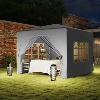 Outsunny Gazebo da Giardino 3x3m Pieghevole con Altezza Regolabile, Protezione UPF50+ e Borsa, Grigio Chiaro(m-8)