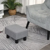 HOMCOM Apoio para os Pés de Sala de Estar Banco Retangular com Estrutura de Madeira para Sala de Estar 40x30x24 cm Cinzento(m-7)