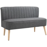 HOMCOM Sofa Retrodesign 2-zitsbank, houten poten, 117 cm x 56,5 cm x 77 cm, Grijs(m-1)
